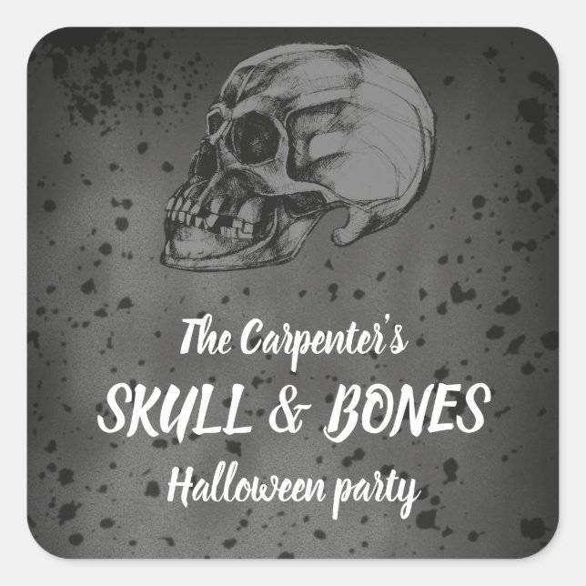 Adesivo Quadrado Skull & Bones Halloween (Frente)
