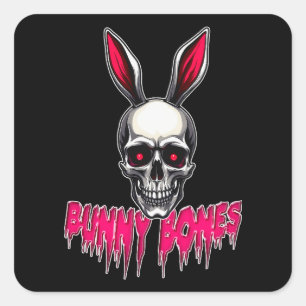Adesivo Quadrado Skull Bunny – Dark Easter Art - Autocolante