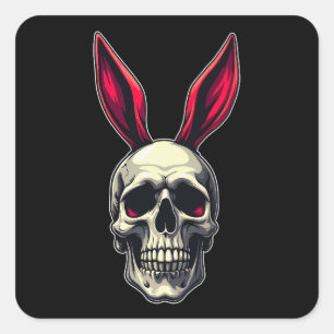 Adesivo Quadrado Skull Bunny – Dark Easter Art - Autocolante