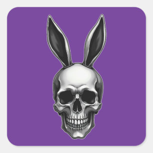 Adesivo Quadrado Skull Bunny – Dark Gothic Easter - Autocolante
