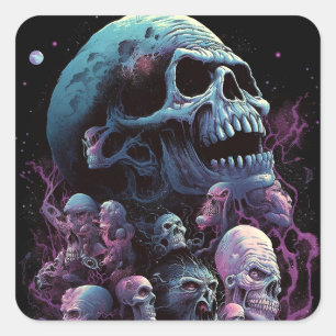 Adesivo Quadrado Skulls Monstros Horror Art