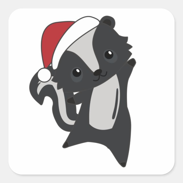 Adesivo Quadrado Skunk Christmas Skunks Animais de inverno (Frente)