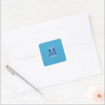 Adesivo Quadrado Sky Blue Purple White Bat Mitzvah Nome Monograma<br><div class="desc">Este adesivo pode ser qualquer cor de fundo que você selecionar. O Fundo Padrão é azul-céu; o Nome e o Evento (Bas Mitzvah ou Bat Mitzvah) é o script branco-rico,  o monograma é roxo. "crie o seu." Todos os Direitos Reservados © 2024 Alan & Marcia Socolik.</div>