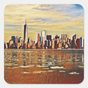 Adesivo Quadrado Skyline abstrato Nova York