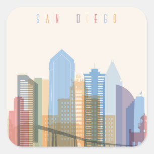 Adesivo Quadrado Skyline da cidade de San Diego