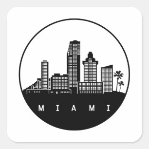 Adesivo Quadrado Skyline da Flórida de Miami