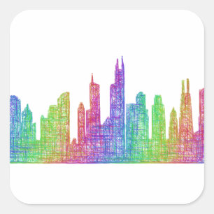 Adesivo Quadrado Skyline de Chicago
