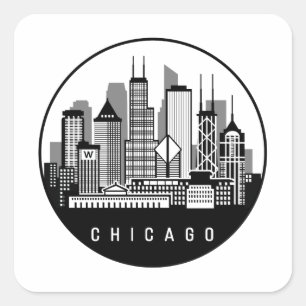 Adesivo Quadrado Skyline de Chicago Illinois