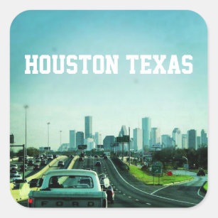 Adesivo Quadrado Skyline de Houston Texas (etiqueta)
