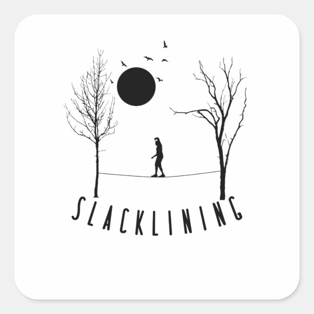 Adesivo Quadrado Slackline zwischen zwei Bäumen / Darkline (Frente)