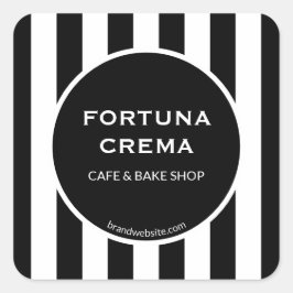 Adesivo Quadrado Sleek Black & White Stripe Business Name Brand