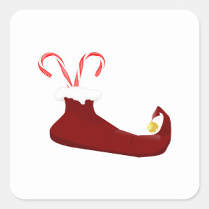 Adesivo Quadrado Slipper de Elf Vermelho com Vinheta Quadrada de Ca