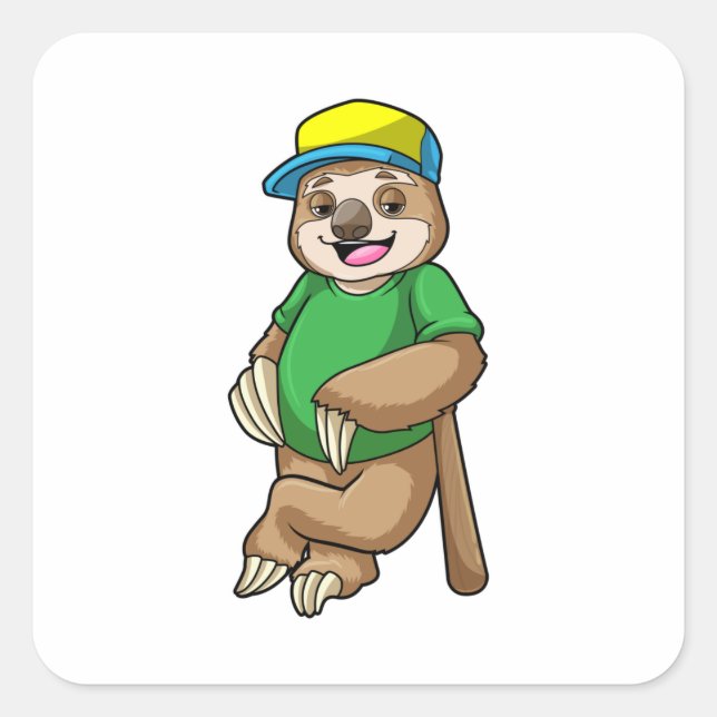 Adesivo Quadrado Sloth at Baseball with Baseball bat (Frente)