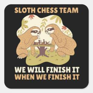 Adesivo Quadrado Sloth Chess Team Sloths Tocam Xadrez Louco