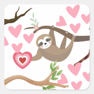 Adesivo Quadrado Sloth Heart Sticker