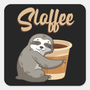 Adesivo Quadrado Sloth Lazy Sloths Sloffee Dormindo Engraçada Ideia