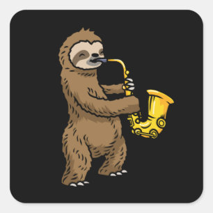 Adesivo Quadrado Sloth Saxofone