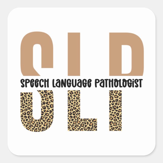 Adesivo Quadrado SLP cheetah print Speech language pathologist gift (Frente)
