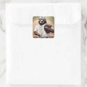 Adesivo Quadrado "Slugger Sloth: Devagar e Estável na Placa"