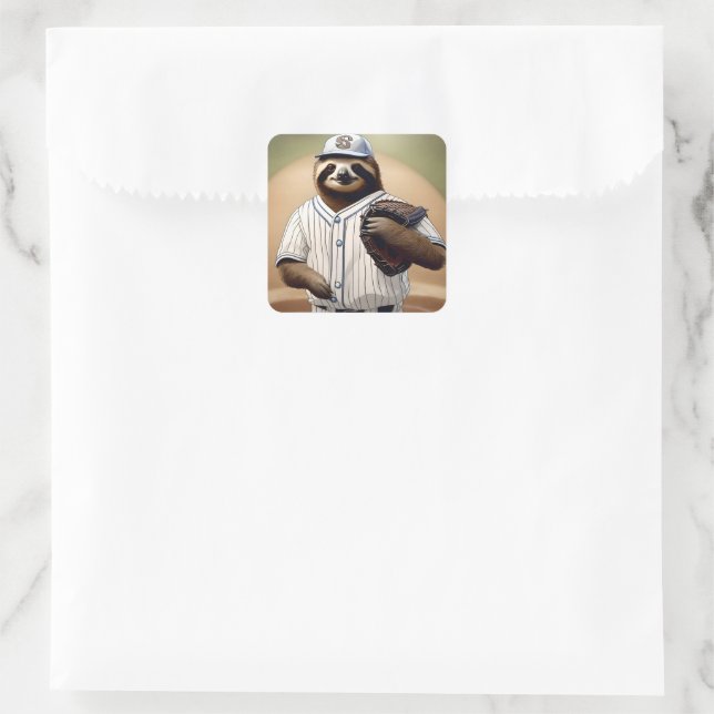 Adesivo Quadrado "Slugger Sloth: Devagar e Estável na Placa" (Bolsa)