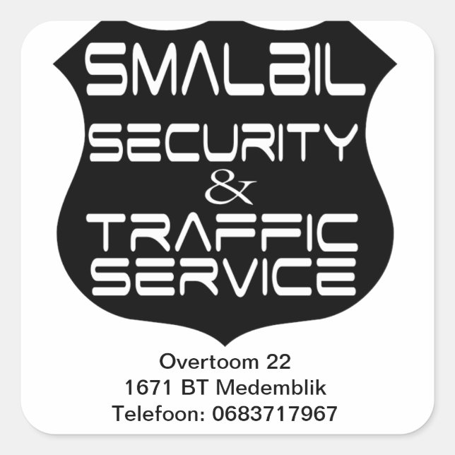Adesivo Quadrado Smalbil Security & Traffic Service (Frente)