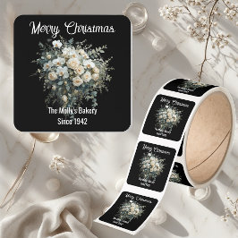 Adesivo Quadrado Small Business Bakery Merry Christmas Calligraphy