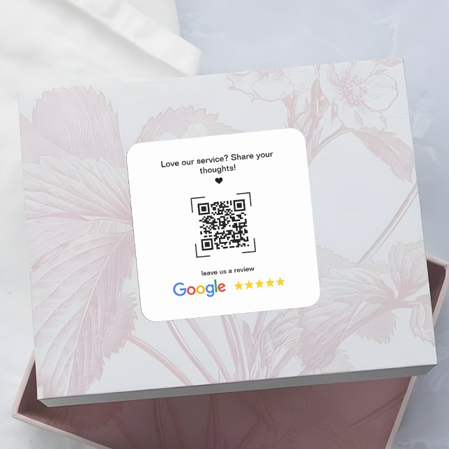 Adesivo Quadrado Small Business Promotional Google Review QR Code (Criador carregado)