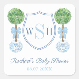 Adesivo Quadrado Smart Family Monograma Crest Boxwood Topiary Favor