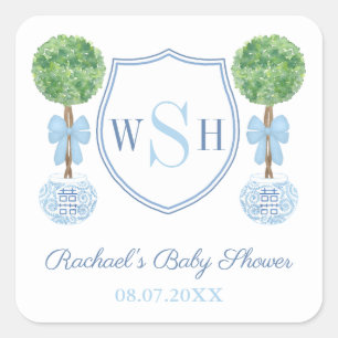 Adesivo Quadrado Smart Family Monograma Crest Boxwood Topiary Favor