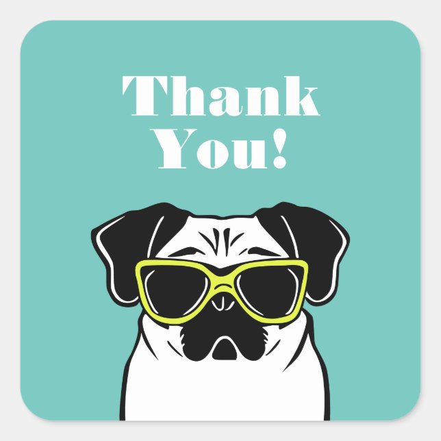 Adesivo Quadrado Smart Pug (Frente)