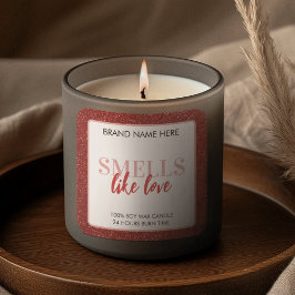 Adesivo Quadrado Smells Like Love Valentine Glitter Candle Label 