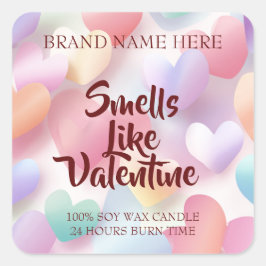 Adesivo Quadrado Smells Like Valentine Candle Label Love Theme