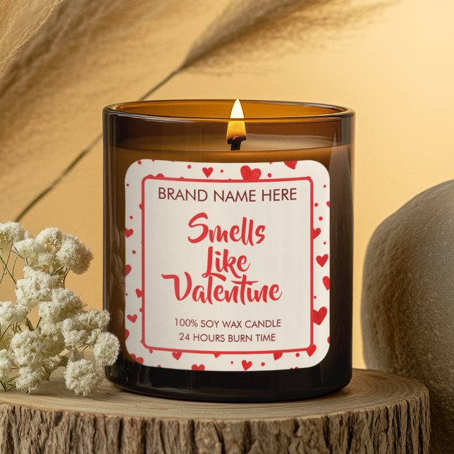 Adesivo Quadrado Smells Like Valentine Custom Candle Labels  (Criador carregado)