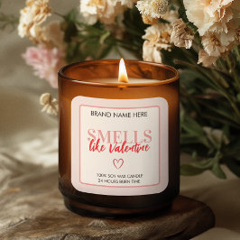 Adesivo Quadrado Smells Like Valentine Pink Candle Label 