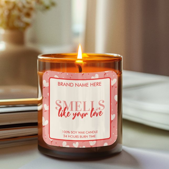 Adesivo Quadrado Smells Like Your Kisses Valentine Candle Label  (Criador carregado)