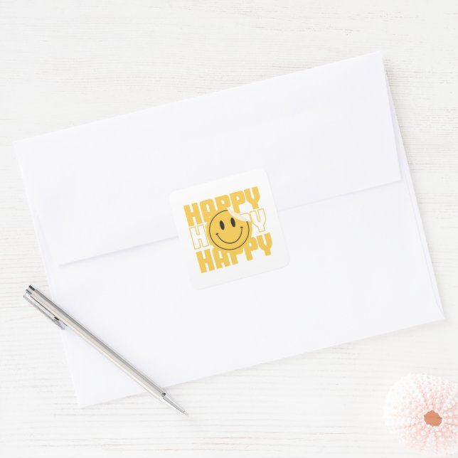 Adesivo Quadrado smiley face feliz (Envelope)
