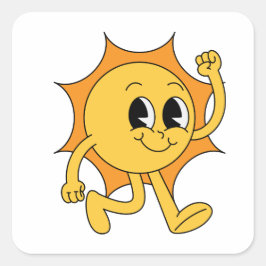 Adesivo Quadrado Smiley Sol Retro