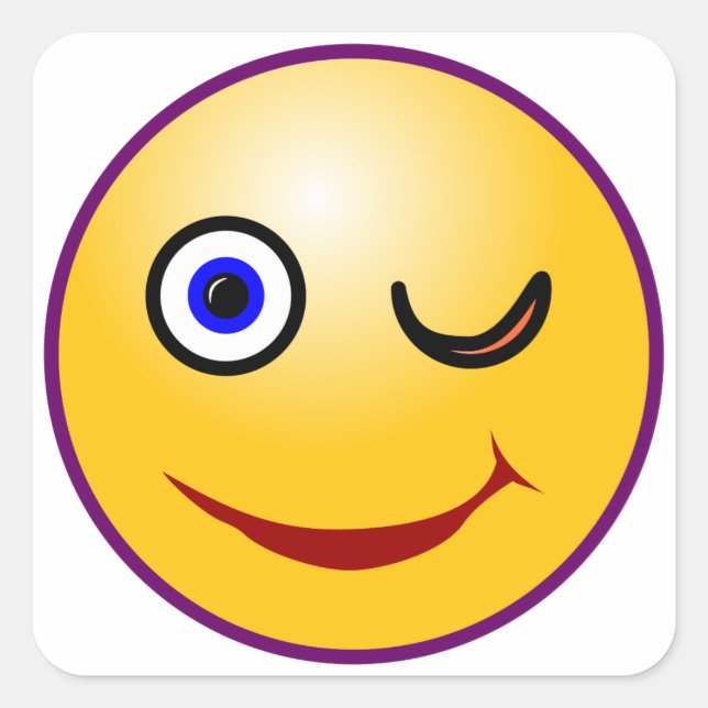 Adesivo Quadrado Smilie piscada twinkle (Frente)