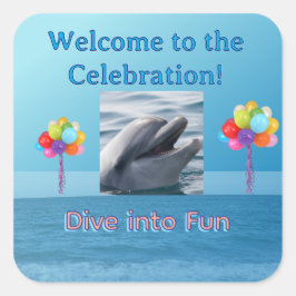 Adesivo Quadrado Smiling Dolphin Ocean Party