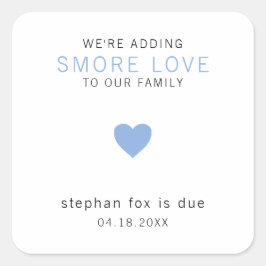 Adesivo Quadrado Smore Love Modern Blue Heart Boy Favor do Chá de f