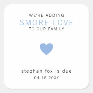 Adesivo Quadrado Smore Love Modern Blue Heart Boy Favor do Chá de f