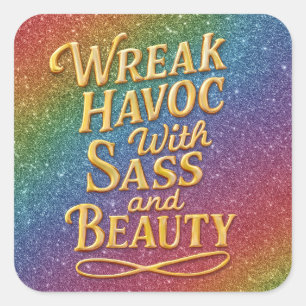 Adesivo Quadrado Snarky Wreak Havoc com Sass e Beauty Sticker