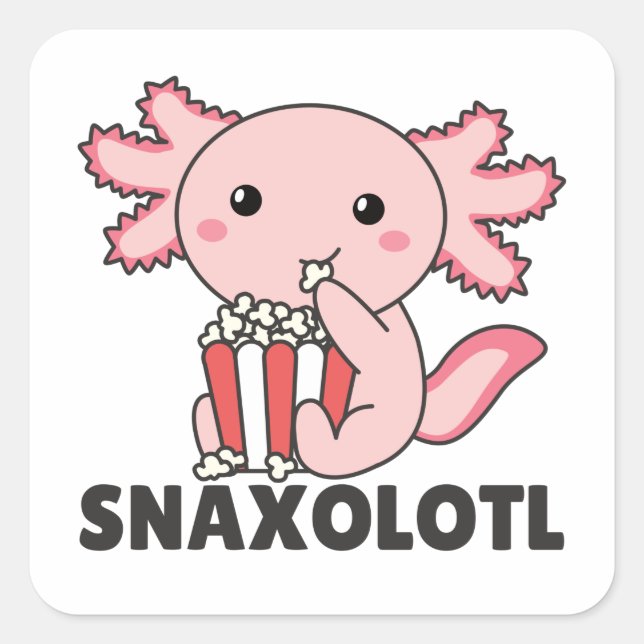 Adesivo Quadrado Snaxolotl Axolotl Amante Animais Doce Pipoca Squ (Frente)