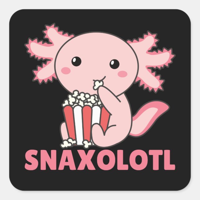 Adesivo Quadrado Snaxolotl Axolotl Amante Animais Doce Pipoca Squ (Frente)