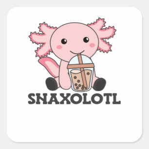 Adesivo Quadrado Snaxolotl Axolotl Bubble Tea Amadurece Animais Doe
