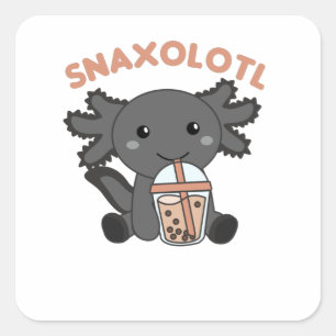 Adesivo Quadrado Snaxolotl Axolotl Bubble Tea Amadurece Animais Doe