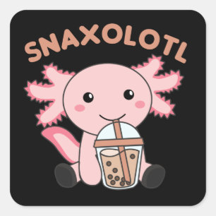 Adesivo Quadrado Snaxolotl Axolotl Bubble Tea Amadurece Animais Doe