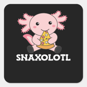 Adesivo Quadrado Snaxolotl Axolotl Lover Cute Animais Pizza