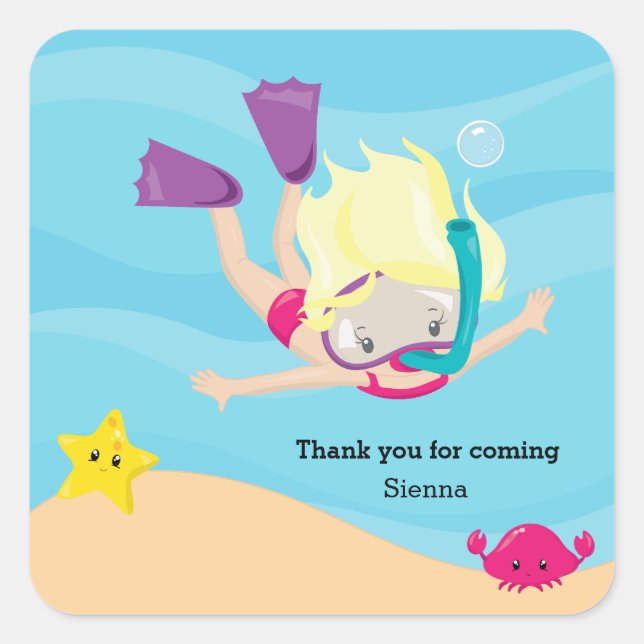 Adesivo Quadrado Snorkeling (Frente)