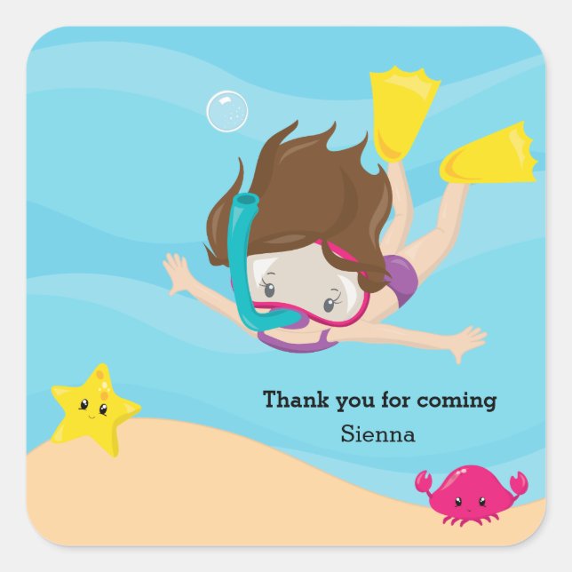 Adesivo Quadrado Snorkeling (Frente)